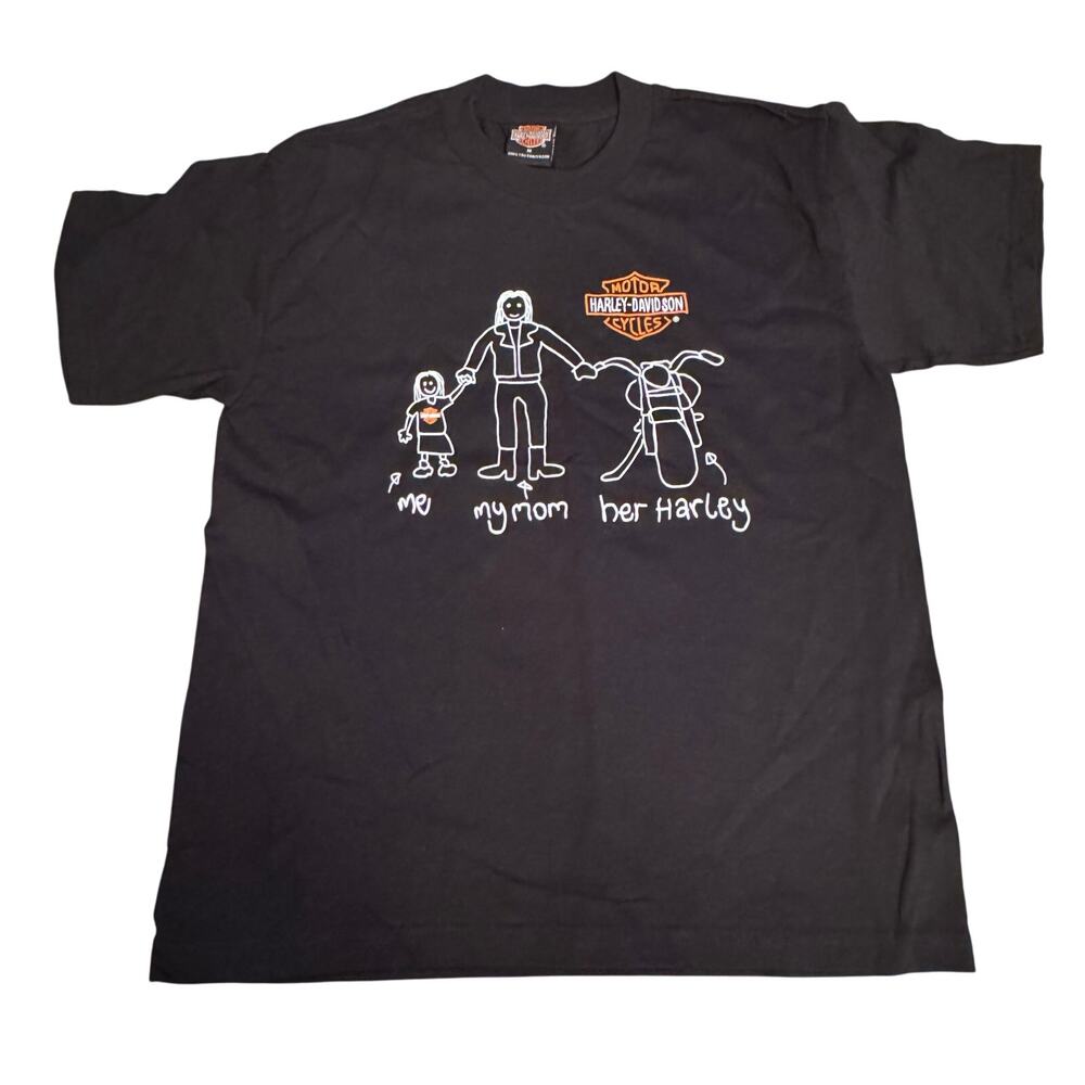 Harley Davidson Youth Size Medium Black Me, Mom Her Harley T-Shirt Topeka Kansas